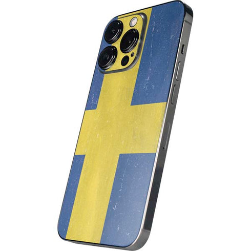 Sweden Flag Distressed iPhone 14 Pro Skin